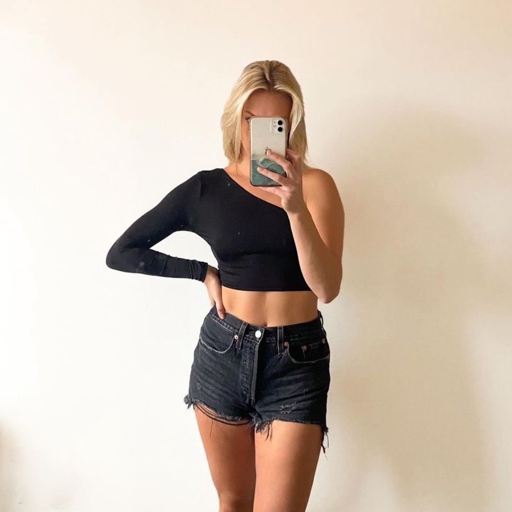 one shoulder long sleeve top